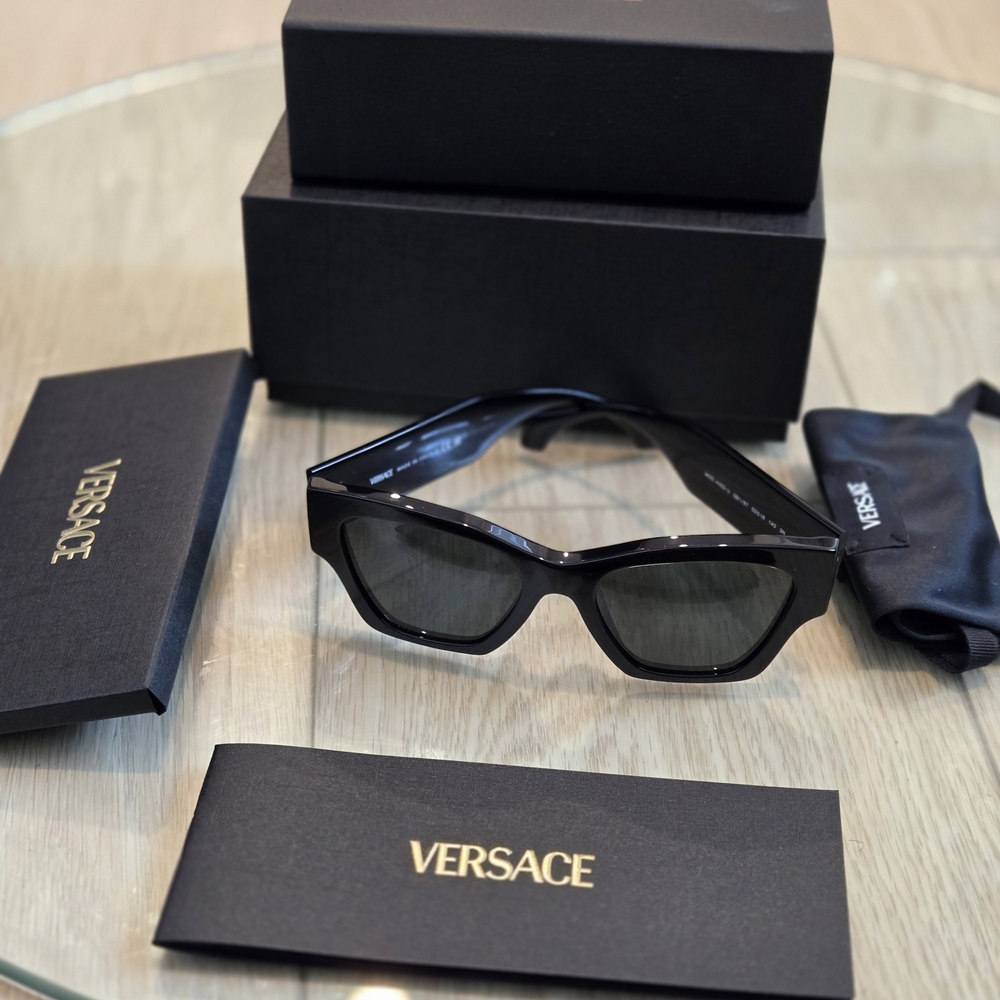 Versace VE4492U UNISEX SQUARE SUNGLASSES 53MM SHINY BLACK & GOLD COMES WITH COA